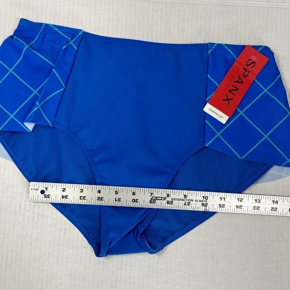 SPANX Women's 12 Flirty Skirt High Waist Swim Bottom Electric Blue Geo New - Picture 6 of 15
